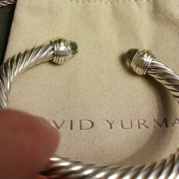 David Yurman Prasiolite SS/14k Gold Cuff - Picture 6 of 7